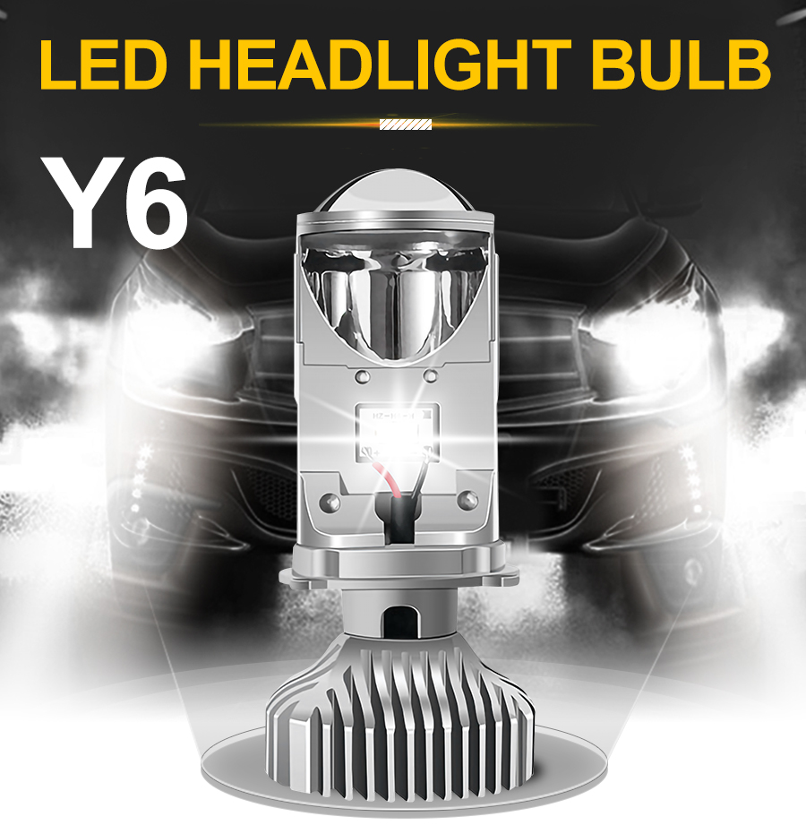 H4 Three Colors LED Headlight Bulb with Mini Projector Lens JG-Y6 - Buy ...